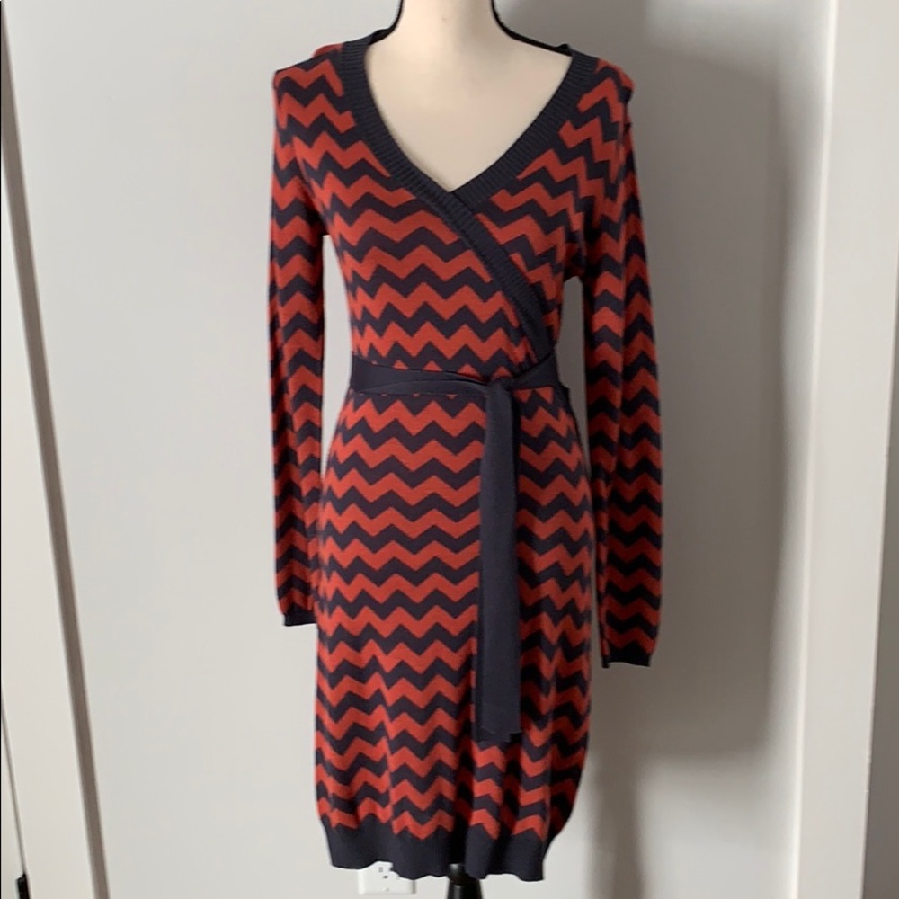 Sweater faux wrap dress